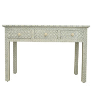 Bone Inlay 3 Drawer Hall Table or Side Table - Grey Geometric - Abacus and Hunt