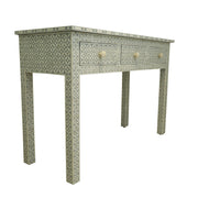 Bone Inlay 3 Drawer Hall Table or Side Table - Grey Geometric - Abacus and Hunt