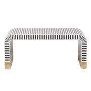 Bone Inlay Curved Waterfall Coffee Table - Black Lines