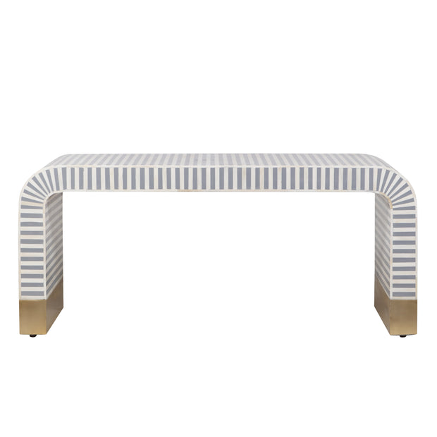 Bone Inlay Curved Waterfall Coffee Table - Grey Lines