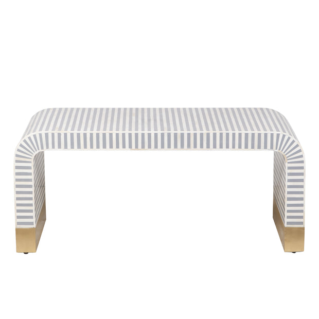 Bone Inlay Curved Waterfall Coffee Table - Grey Lines