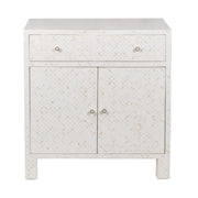 Bone Inlay Buffet / Cabinet / Oversized Bedside Table - White Geometric