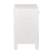 Bone Inlay Buffet / Cabinet / Oversized Bedside Table - White Geometric