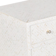 Bone Inlay Buffet / Cabinet / Oversized Bedside Table - White Geometric