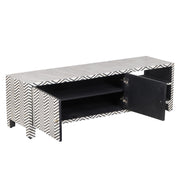 Bone Inlay Entertainment Unit / TV Stand - Black Zig Zag