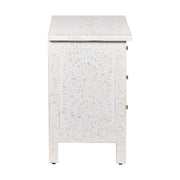 Bone Inlay Large 3 Drawer Bedside - White Floral