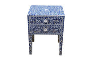 Mother of Pearl Inlay Bedside Table - Indigo Blue