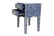 Mother of Pearl Inlay Bedside Table - Indigo Blue