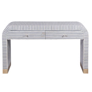 Bone Inlay Waterfall 2 Drawer Hall Table  or Side Table - Light Grey Lines