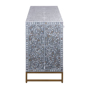 Mother of Pearl Inlay Buffet / Chest of Drawers - Dark Grey Floral Scroll