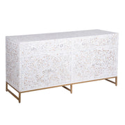 Mother of Pearl Inlay Buffet / Chest of Drawers - White Floral Scroll