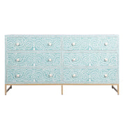 Bone Inlay Chest / Buffet 6 Drawer Chest of Drawers - Pastel Green