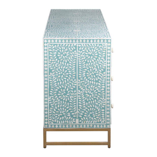 Bone Inlay Chest / Buffet 6 Drawer Chest of Drawers - Pastel Green