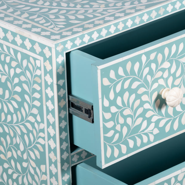 Bone Inlay Chest / Buffet 6 Drawer Chest of Drawers - Pastel Green