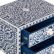 Bone Inlay Bedside, 2 Draw - Indigo Blue Floral