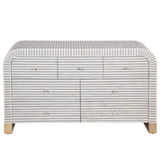 Bone Inlay Waterfall / Curved Buffet 7 Drawer Chest -  Grey