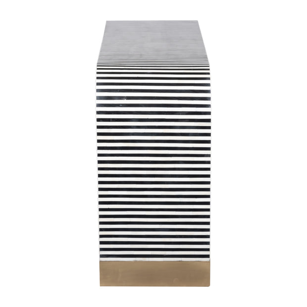 Bone Inlay Waterfall Hall Table or Side Table - Black Lines