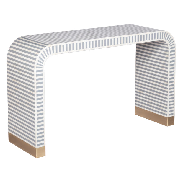 Bone Inlay Waterfall Hall Table or Side Table - Grey Lines