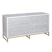 Bone Inlay Buffet 6 Drawer Chest of Drawers - Dark Grey Lattice