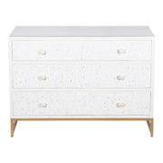 Bone Inlay 3 Drawer Chest of Drawers - White Floral