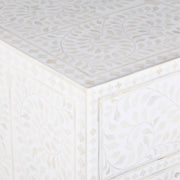 Bone Inlay 3 Drawer Chest of Drawers - White Floral