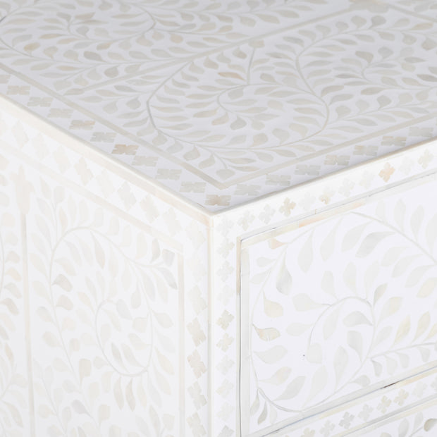 Bone Inlay 3 Drawer Chest of Drawers - White Floral