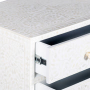 Bone Inlay 3 Drawer Chest of Drawers - White Floral