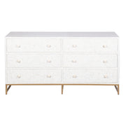 Bone Inlay Buffet 6 Drawer Chest of Drawers - White Geometric