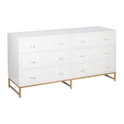 Bone Inlay Buffet 6 Drawer Chest of Drawers - White Geometric