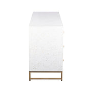 Bone Inlay Buffet 6 Drawer Chest of Drawers - White Geometric