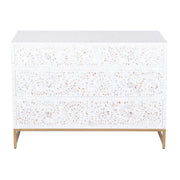 Mother of Pearl Inlay 3 Drawer Chest of Drawers - White Floral