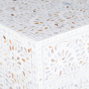 Mother of Pearl Inlay 3 Drawer Chest of Drawers - White Floral