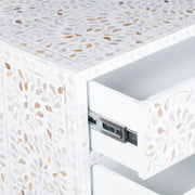 Mother of Pearl Inlay 3 Drawer Chest of Drawers - White Floral