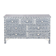 Bone Inlay 7 Drawer Chest of Drawers - Navy Blue, Floral