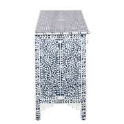 Bone Inlay 7 Drawer Chest of Drawers - Navy Blue, Floral