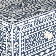 Bone Inlay 7 Drawer Chest of Drawers - Navy Blue, Floral