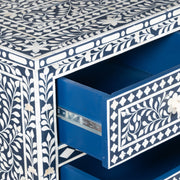 Bone Inlay 7 Drawer Chest of Drawers - Navy Blue, Floral