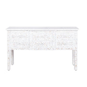 Mother of Pearl Inlay Buffet 6 Drawer Chest of Drawers - White Floral