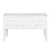 Mother of Pearl Inlay Buffet 6 Drawer Chest of Drawers - White Floral