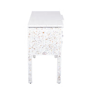 Mother of Pearl Inlay Buffet 6 Drawer Chest of Drawers - White Floral