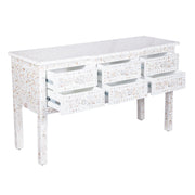 Mother of Pearl Inlay Buffet 6 Drawer Chest of Drawers - White Floral