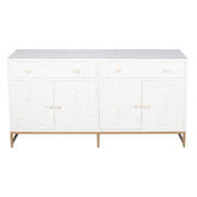 Bone Inlay Buffet 2 Drawer 4 Door - White Floral, Gold Frame