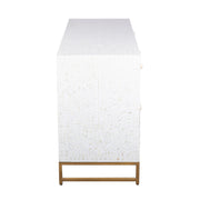 Bone Inlay Buffet 2 Drawer 4 Door - White Floral, Gold Frame