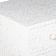 Bone Inlay Buffet 2 Drawer 4 Door - White Floral, Gold Frame