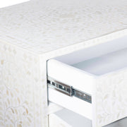 Bone Inlay Buffet 2 Drawer 4 Door - White Floral, Gold Frame