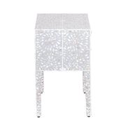 Mother of Pearl Inlay 2 Draw Bedside Table (LARGE) - Light Grey