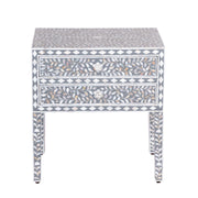 Mother of Pearl Inlay Bedside Table (LARGE) - Dark Grey