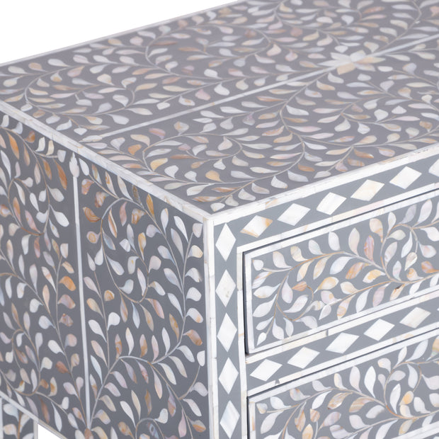 Mother of Pearl Inlay Bedside Table (LARGE) - Dark Grey