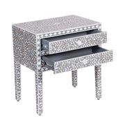 Mother of Pearl Inlay Bedside Table (LARGE) - Dark Grey