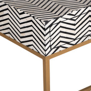 Bone Inlay 2 Drawer Hall Table - Black Zig Zag (Gold Frame)